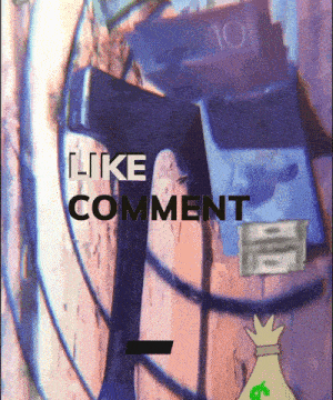 a cartoon drawing of a bag of money with the words " like comment " below it