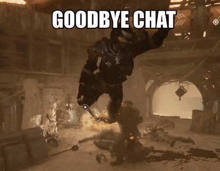 a video game scene with the words goodbye chat
