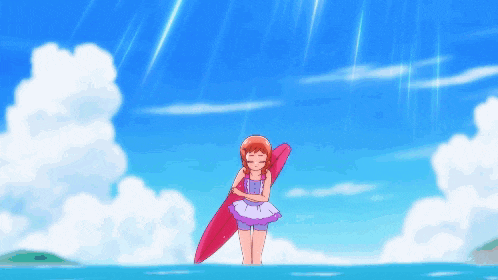 a girl in a swimsuit is holding a surfboard in the ocean