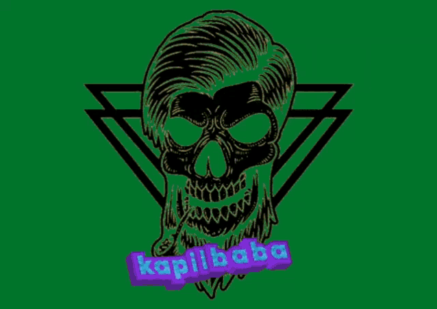 a drawing of a skull with a triangle in the background and the word kapilbaba below it