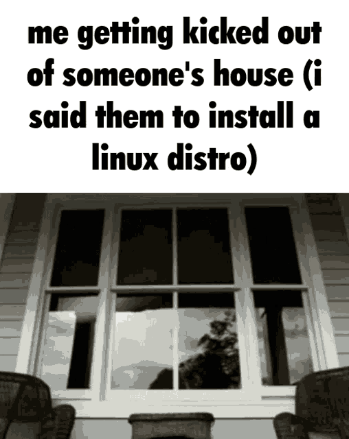 a black and white photo of a house with a caption that says me getting kicked out of someone 's house ( i