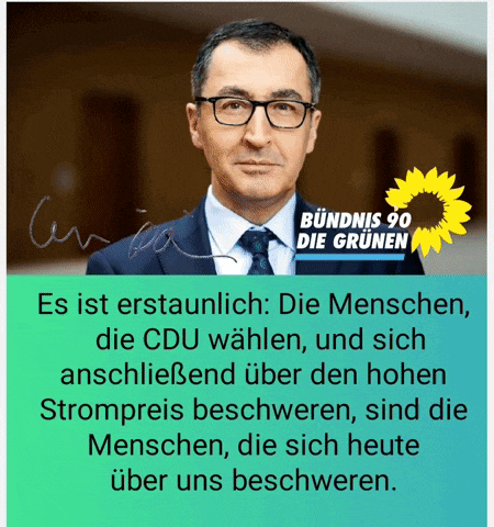 a picture of a man with glasses and the words bundnis 90 die grunen on the bottom