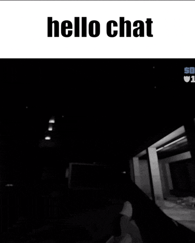 a screenshot of a video game with the words hello chat above it