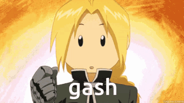 a cartoon character is pointing with the word gash above him