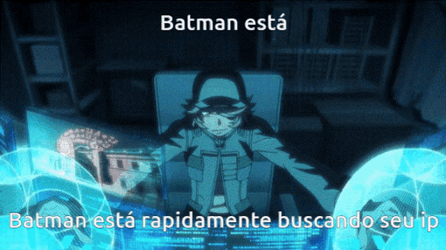 a cartoon of batman sitting in front of a computer monitor