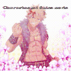 a picture of a man surrounded by pink flowers with the words " characters and finders movie " on it