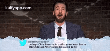 Cobstinatepupperperhaps Chris Evans Is In Truth A Great Actor But Heplays Captain America Like He'S A Big Dumbakimmel.Gif GIF - Cobstinatepupperperhaps Chris Evans Is In Truth A Great Actor But Heplays Captain America Like He'S A Big Dumbakimmel Person Human GIFs
