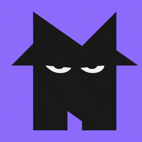 a person is pointing a gun at a purple background with a black triangle in the background