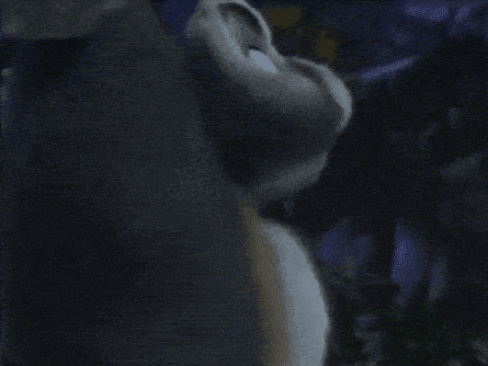 a close up of a cartoon character 's face with its mouth open