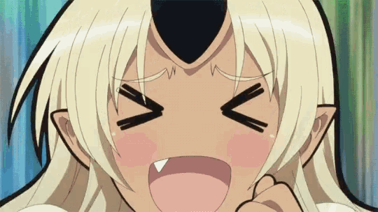 a cartoon character with a horn on her head is making a face