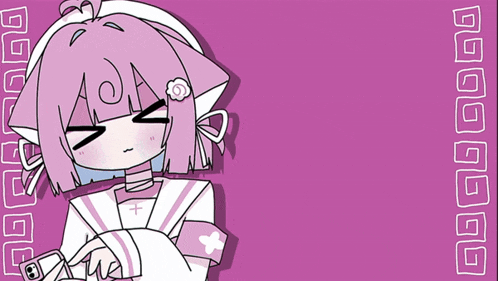 a pink and white drawing of a girl with chinese writing
