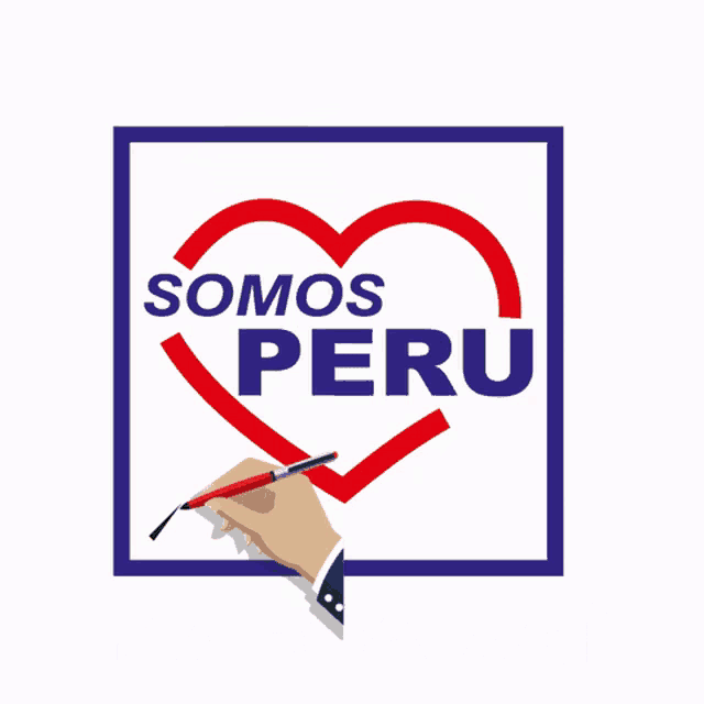 a hand is drawing a sign that says somos peru