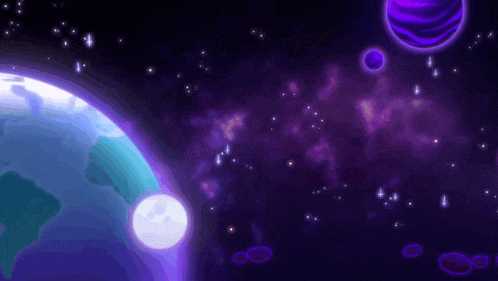 a cartoon illustration of a planet in space