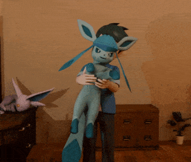 a man is holding a stuffed animal that looks like a bunny