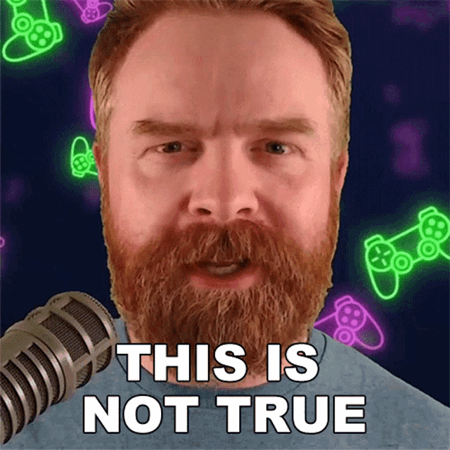 a man with a beard and a microphone says this is not true
