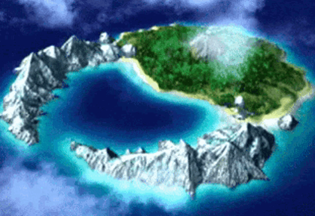 a computer generated image of a circular island