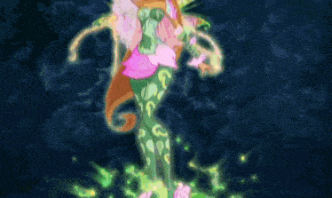 a fairy with wings is holding a wand and a flower in her hand .