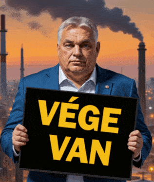 a man in a blue suit holds up a sign that says vige van
