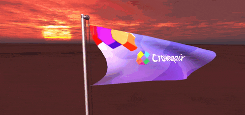 a purple flag with the word crowsailx on it