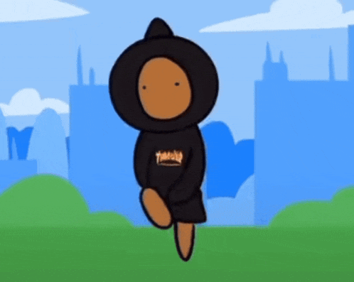 a cartoon character with a thrasher hoodie on