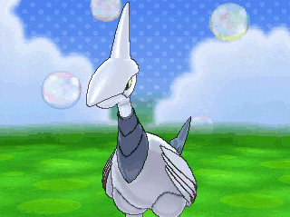 a video game character is standing in a grassy field