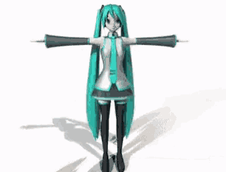 a 3d model of hatsune miku with her arms crossed