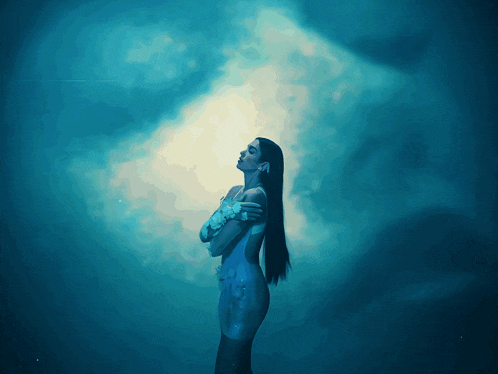 a painting of a naked woman standing in the dark