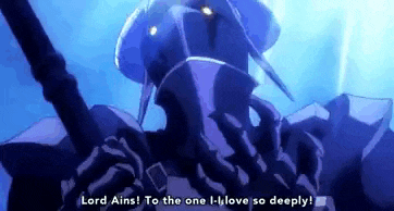 a cartoon character is holding a sword and saying `` lord ains ! to the one i love so deeply ! ''