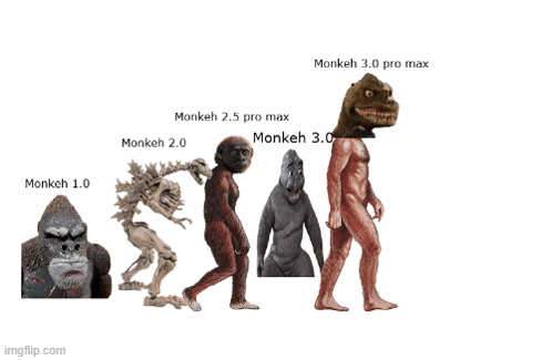 a picture of the evolution of monkeys from monkeh 1.0