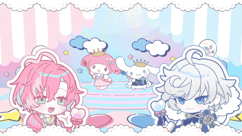 a poster that says kawaii on it with a girl and a boy