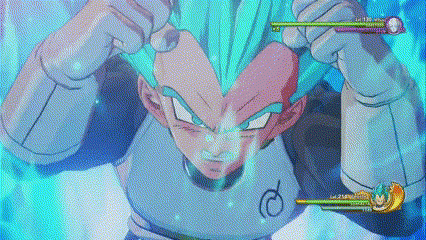 a screenshot of a video game where vegeta is fighting another character .