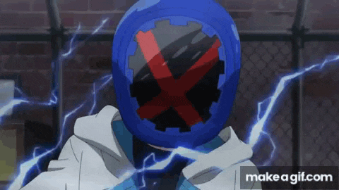 a person is wearing a blue helmet with a red cross on it .