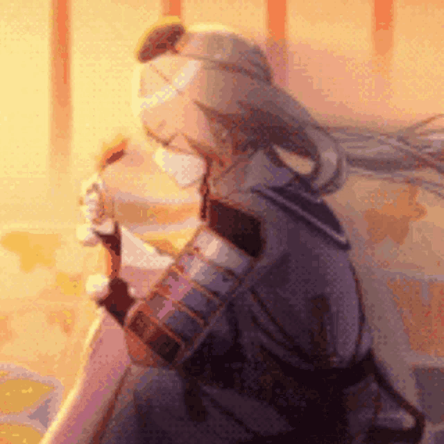 a pixel art illustration of a woman holding a sword and a candle .