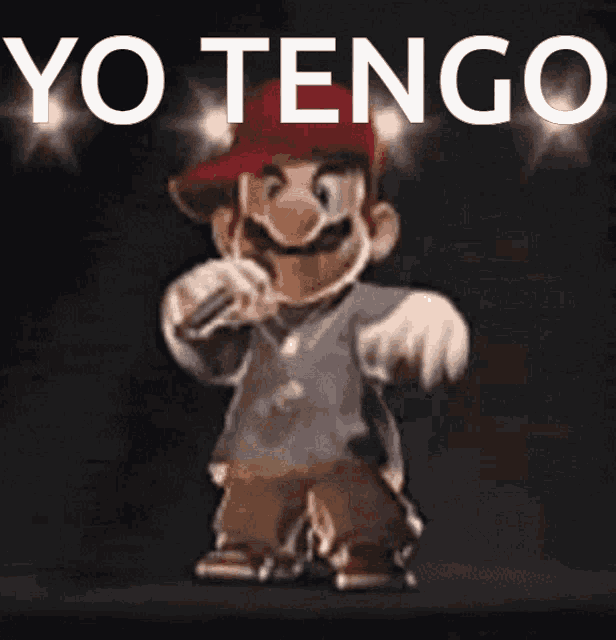 a cartoon character with the words yo tengo written above him