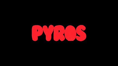 a black background with the word pyros in green letters