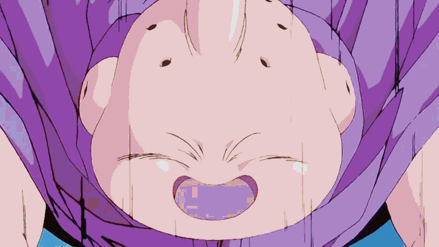 a cartoon character with a purple shirt on is upside down
