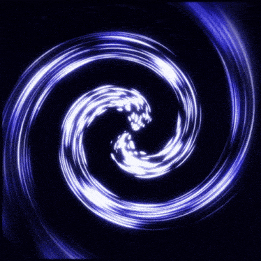 a blue swirl with a black background is spinning
