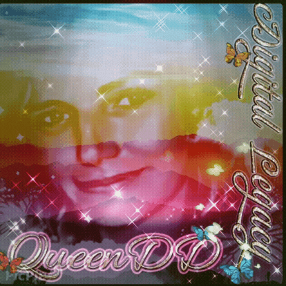a picture of a woman with the words queen dd on the bottom