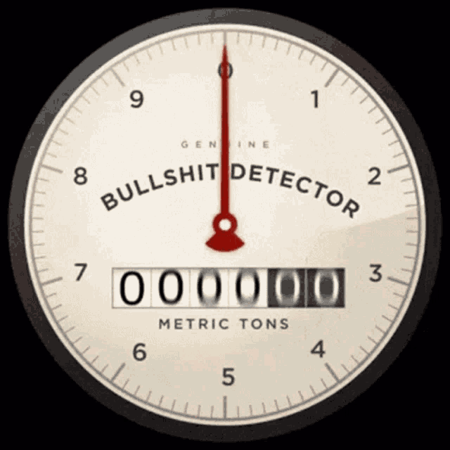 a clock that says bullshit detector at the top of it