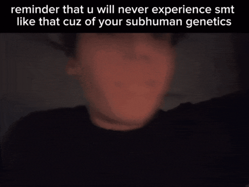 a black background with a reminder that you will never experience smt like that cuz of your subhuman genetics