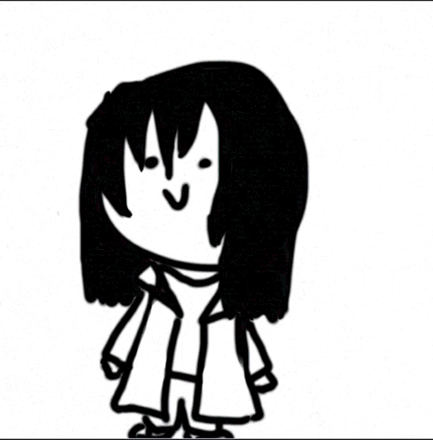 a black and white drawing of a girl with long hair and a crown .