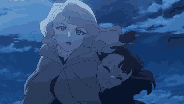 a cartoon drawing of a woman carrying another woman on her back