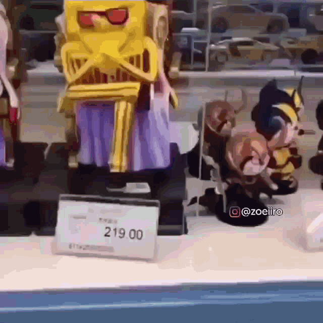 a statue of spongebob is on display for 219.00