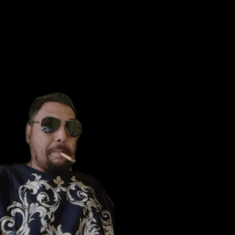 a man smoking a cigarette with the words welcome to baritha lounge let 's sing together behind him