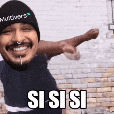 a man wearing a beanie that says multivers