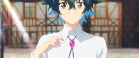 a close up of a person wearing glasses and a purple pendant