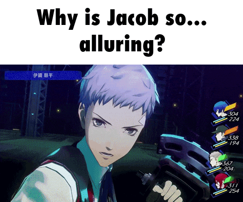 a screenshot of a video game with the caption why is jacob so... alluring
