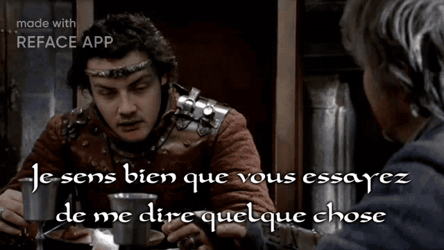 a picture of a man with the words je sens bien que vous essayez de me dire quelque chose above him