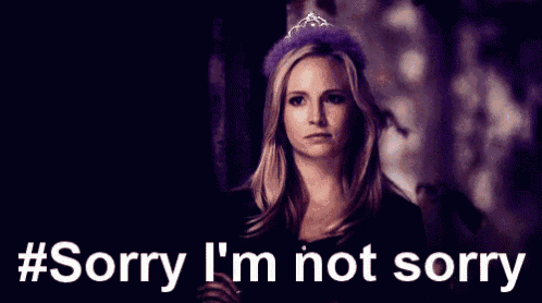 a woman wearing a purple tiara is saying sorry i 'm not sorry