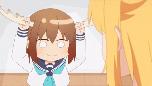 a girl in a sailor suit has antlers on her ears